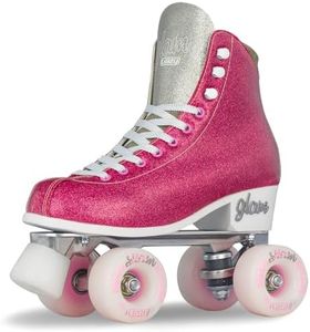 Crazy Skates Glam Roller Skates | Adjustable or Fixed Sizes | Glitter Sparkle Quad Skates for Women and Girls - Pink (Size: Womens 3 / Mens 3)
