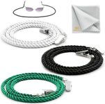 SIGONNA Glasses Strap String Holder Cord - Terylene Eyeglasses Strap Holders - Eye Glasses Accessory Chain - Eyeglass Chains for Women Men - Glasses Lanyard Around Neck - 3 Pcs (Silver)