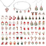 EBANKU 76Pcs Christmas Enamel Gold Charms for Jewelry Making, Assorted Gold Charms for Christmas DIY Necklace Bracelet Earrings Making Crafting Decoration