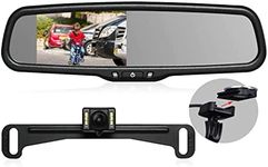 Rear View Mirror Camera with 4.3” Monitor, Super Night Vision OEM Backup Camera Mirror with IP 68 Waterproof Back Up Camera for Car, Rearview Mirror for Parking & Driving Safety AUTO-VOX T2