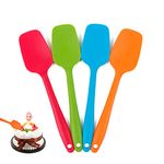 Delidge Silicone Spatula Set - 4-Piece, Heat-Resistant Baking Spoon & Spatulas, Non-Stick Rubber Dishwasher Safe Seamless Spatulas with Stainless Steel Core - Multicolor