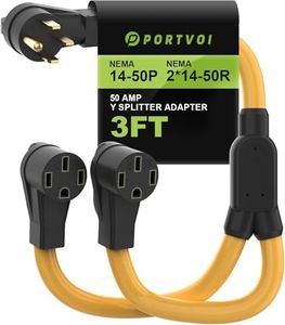 NEMA 14-50 Y Splitter ETL Listed 50 Amp RV/Generator 4 Prong 250 Volt Plug Adapter to 2 N14-50R Outlets, Tesla/EV 50 Amp Level 2 Charger Splitter/Extension Cord(6/3+8/1 AWG Heavy Duty,3FT)