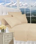 CELINE LINEN Luxurious Bed Sheets Set on Amazon 1800 Premier Hotel Quality Wrinkle Free 4-Piece Sheet Set with Deep Pockets, Queen Cream/Tan