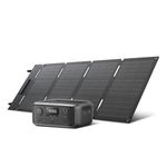 EF ECOFLOW Solar Generator RIVER 3 with 45W Solar Panel, 245Wh Portable Power Station LiFePO4 Battery, Up to 600W AC Output, 1Hr Fast Charging Power Station for Outdoor/Camping/RVs/Home Use