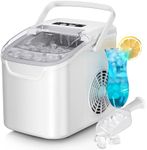 Countertop Ice Maker Machine, 8 Ice Cubes in 6 mins, 26lb/Day Bullet Ice with 2 Sizes- Portable Mini, Energy Saving & Basket/Scoop for Home/Party/Travel/Camping/Bar,White