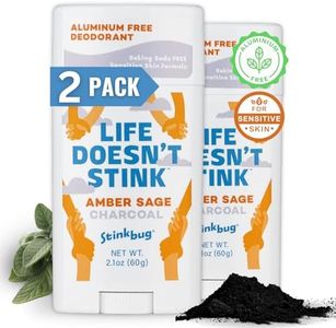 Natural Organic Sensitive Skin Deodorant Stick with Amber and Sage, Coconut Oil and Activated Charcoal, Aluminum Free Deodorant by Stinkbug Naturals, 2.1 Ounce Pack of 2