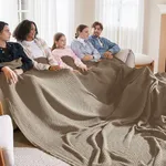 Bedsure 100% Cotton Large Blanket Oversized King for Bed - Waffle Weave Fall Blanket, Lightweight and Breathable Big Blanket, Tan/Taupe, 120x94 inches