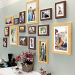 Art Street Shooting Star Wall Photo Frame for Living Room Set Of 16 Pcs photo frames, Brown & Beige Color