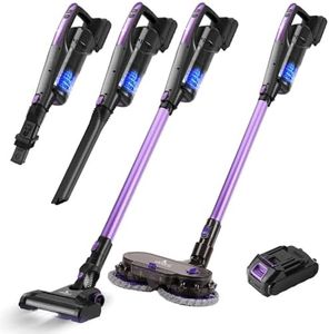 Akiara Cordless Vacuum Cleaner, 130W 10000 Pa Powerful Suction, Up to 45 Mins Runtime, 500 ML Dust Cup,4 in-1 Stick Cleaner, Lightweight Vacuum for Carpet, Hard Floor, Home & Pet Hair – Purple