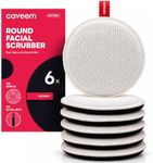 Caveem 6-Pack Dual-Sided Facial Sponges | Reusable Exfoliating Scrubbers for Women | 3" Grey Buffing Side & Black Soft Side | Bulk Family Value Pack