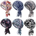 Geyoga 6 Pcs Chemo Headwear for Women Turban Beanie Caps Cancer Head Scarves Hair Loss Beanie Headwear for Yoga Running (Cute Color,Modern Style)
