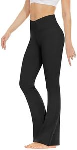 ZOOSIXX Flare Yoga Pants for Women, Bootcut High Waisted Black Crossover Leggings, Black, X-Large
