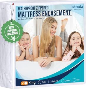 Utopia Bedding King Size Mattress Protector Zippered, 100% Waterproof Bed Bug and Dust Mite Proof Mattress Encasement, Absorbent 6 Sided Mattress Cover