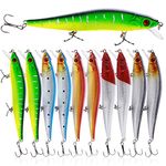 Sougayilang Fishing Lures Hard Bait Minnow Crankbait with Treble Hook Life-Like Swimbait Fishing Bait Deep Diver Lure Sinking Lure for Bass Trout Fishing Pack of 10PCS …