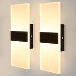 Lightess Modern Dimmable Wall Sconce Black 12W LED Wall Lights Up Down Wall Lamp Acrylic for Bedrooms Hallway, Warm White, HS5214, 2 Pack