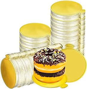 MotBach 200 Pcs Round Golden Cardboard Mousse Cake Base Cake Paper Board Dissert Plates Circle Patries Cardboard Cupcake Base Display Dessert Board Grease