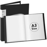 A3 Display Book Folder, 40 Pocket Book Presentation Portfolio Folder with Clear Plastic Sleeves A3 Storage Art Folder for Painting Artwork Portfolio (Black)