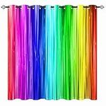 YUANZU Rainbow Striped Curtains - Girls Kids Colorful Vibrant Vertical Stripes Print Pattern Eyelet Blackout Thermal Insulated Window Drapes for Living Room Bedroom 2 Panels Each Panel W117cm x D137cm