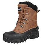 riemot Waterproof Snow Boots for Men Insulated Winter Boots Mid-Calf Warm Walking Booties Outdoor Anti-Slip Lightweight Shoes Brown EU 46/US 13