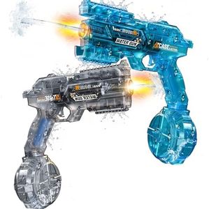 2 Pack Electric Water Gun for Adults & Kids, Automatic Squirt Gun with 26 FT Range, Light Up Muzzle, Rechargeable Battery, 320cc Drum Reservoir, Outdoor Beach Pool Party Toy Gift for Boys Girls