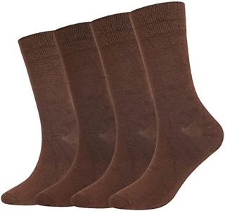 Athlemo Men's Dress Socks 4 Pack Crew Business Casual Sock Moisture Wicking Super Soft, Brown(4 Pairs), 13-15