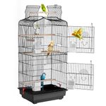 VEVOR 41-inch Open Top Large Parrot Bird Cage, Hanging Bird Cage for Parakeets Finches Canaries Lovebirds Cockatiels Budgies Small Quaker Conures Travel Pet Flight Birdcage with Swing and Perch