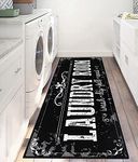 Capslpad Laundry Room Rug Runner 2'x6' Farmhouse Laundry Mat Non Slip Washroom Runner Rug Machine Washable Floor Mat Laundry Decor Area Rug (Black)