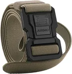 JUKMO Men's Tactical Belt with Lock, Military Work 1.5" Stretch Nylon Web Hiking Quick Release Belt with Heavy Duty Seatbelt Buckle(Coyote,Large)