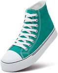 ZGR Womens High Top Canvas Sneakers,Lace-up Canvas Shoes,Casual Tennis Walking Shoes, Green, 8