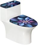 KUIFORTI Abstract Flowers Toilet Lid Cover Set of 2,Art Floral Print Toilet Lid Seat Cover and Toilet Tank Lid Cover Fabric Set,Novelty Gifts Fits Most Round, Elongated and Oblong Lids