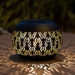 Solar Table Lanterns Outdoor Waterproof - LED Lamp Black Peacock Feather Metal Tabletop Light Solar Powered Decorative Lantern for Indoor Desk Bedroom Patio Garden Pathway Yard (1 Pack)