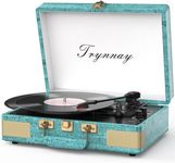 Trynnay Record Player 3 Speed Bluetooth Portable Suitcase Vinyl Player with Built-in Speakers Turntable Enhanced Audio Sound Sky Blue