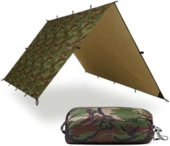 Aqua Quest Defender Tarp - 100% Waterproof Heavy Duty Nylon Bushcraft Survival Shelter - 10 x 13 ft Woodland Camo