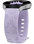 Girovo Engraved Cartoon Bands Compatible with Samsung Galaxy Watch 6 Band/Watch 6 Classic/Galaxy Watch 5 Band/Watch 5 Pro/Galaxy Watch 4 Band/Watch 4 Classic/Active 2 Watch, 20mm Watch Strap Soft Silicone Wristbands Cute Sport Bracelet, Lavender