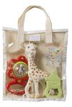 Sophie la Girafe Newborn Essentials Baby Gift Bag Containing 3 Baby Toys, Sophie the Giraffe Teething Toy, Teething Ring and Baby Rattle Toy, Suitable for Newborn Babies (Toys color may vary)