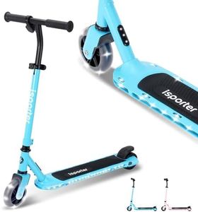 Aero iSporter Kids Electric Scooter | Hand Accelerator & LED Lights | Electric Scooters for Boys Girls Ages 6-10 | Rubber Deck Mat, Battery Indicator & Adjustable Heights