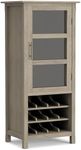 SIMPLIHOME Avalon 12-Bottle SOLID WOOD 23 Inch Wide Contemporary High Storage Wine Rack Cabinet in Distressed Grey, For the Living Room, Dining Room and Kitchen