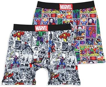 Marvel Mens' 2 Pack Vintage Superhero Comic Underwear Briefs Boxershorts (Medium)