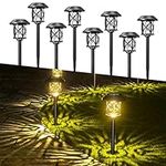 Solar Pathway Lights 8 Pack, Quntis IP65 Waterproof Solar Lights Outdoor, Auto On/Off Solar Garden Lights Landscape Lighting, Warm White Path Lights Solar Powered for Yard Driveway Walkway Patio Lawn