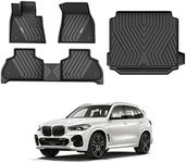 3W Floor Mats & Cargo Liner Custom Fit for BMW X5 2019-2024 2025 TPE All-Weather Full Set Harmless Heavy Duty Floor Liner and Trunk Mat Accessories (Only for 5 Passenger)