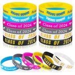 JUNEBRUSHS Class of 2024 Graduation Silicone Bracelets, Congrats Grad Rubber Bands Wristbands for Students Teachers Graduation Celebrating Party Favors High School University Gifts Supplies