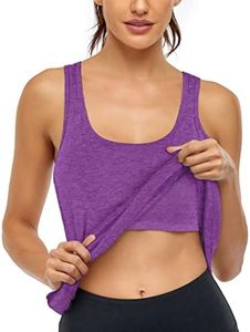Cestyle Womens Tank Tops with Built in Bras Racerback Yoga Workout Sports Activewear, 109-purple, Small