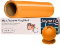 iVyne, HTV Heat Transfer Vinyl Roll, Iron On Vinyl Sheets for Cricut, Heat Press Vinyl for T-Shirts, Caps, & Crafting Projects, 12" x 25 ft White HTV Vinyl Roll, Orange