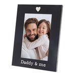 MIMOSA MOMENTS Silver Heart Black Picture Frame for 4x6 photo for Desk Tabletop (Daddy & me)