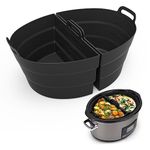 ChefAid Slow Cooker Divider Liners with Handle, Reusable Silicone Slow Cooker Liners Compatible with 6-8 Quart Oval or Round Slow Cooker, Fits 7 Quart Crockpot Liners (Black, 2 Pack)