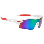 Roshfort Mens Sports Non-Polarized Sunglasses Uv Protection Sunglass For Men Cycling Running Driving Fishing Glasses (White), Large