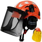 Aolamegs Chainsaw Helmet with Full Face Shield and Ear Protection and Waterproof Neck Shade -OSHA ANSI Z89.1 Forestry Safety Helmet with Face Shield and Ear Muffs,Vented Welding Helmet Grinding Shield