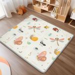 Foldable Baby Play Mat, PIGLOG 0.6in Thick Waterproof Playmats for Babies and Toddlers Kids, Safe Foam Playmat for Tummy Time, 50x50 Playpen Mat, Reversible Portable Floor Mat for Infant, Dragonfly