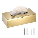 BTSKY Stainless Steel Tissue Box Cover Metal Rectangular Tissue Holder Box Wall Mounted Facial Tissue Dispenser Box Holder Tissue Holder Paper Box Napkin Organizer for Bathroom Home Office Car, Gold