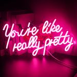 You're Like Really Pretty Neon Signs for Wall Decor, Pink Led Neon Sign, Letter Neon Light Sign with USB Powered for Girls Room, Wedding, Engagement Party, Livingroom